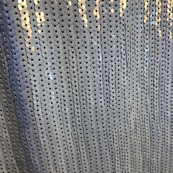 Shoshanna Sequin Mini Shift Dress Blue White Size 2 - Picture 9 of 11